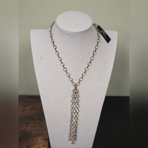 BOGO💖ABS Allen Schwartz Goldtone Bezel Crystal Lariat Necklace